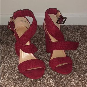 Red block heels